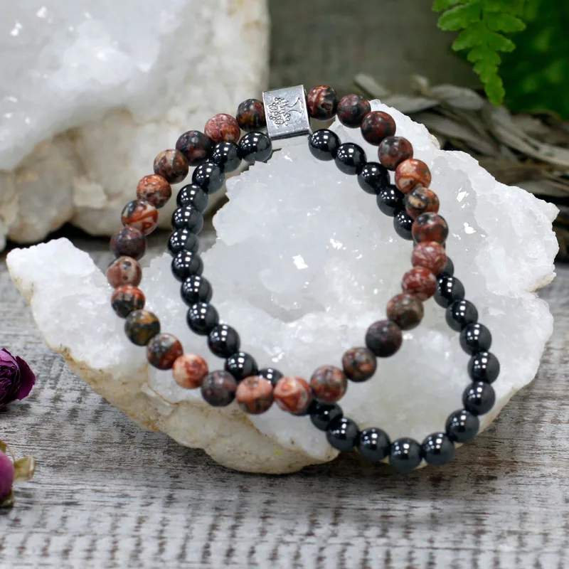 Bracciale Gemma Magnetica - Pelle Leopardo