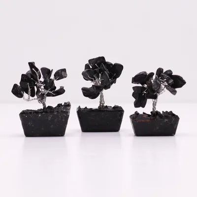 Mini Gemstone Trees On Orgonite Base - Nero Agate (15 stones) — foto 4