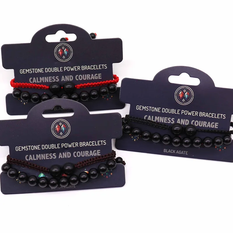 Gemstone Double Power Bracelets- Nero Agate — foto 1
