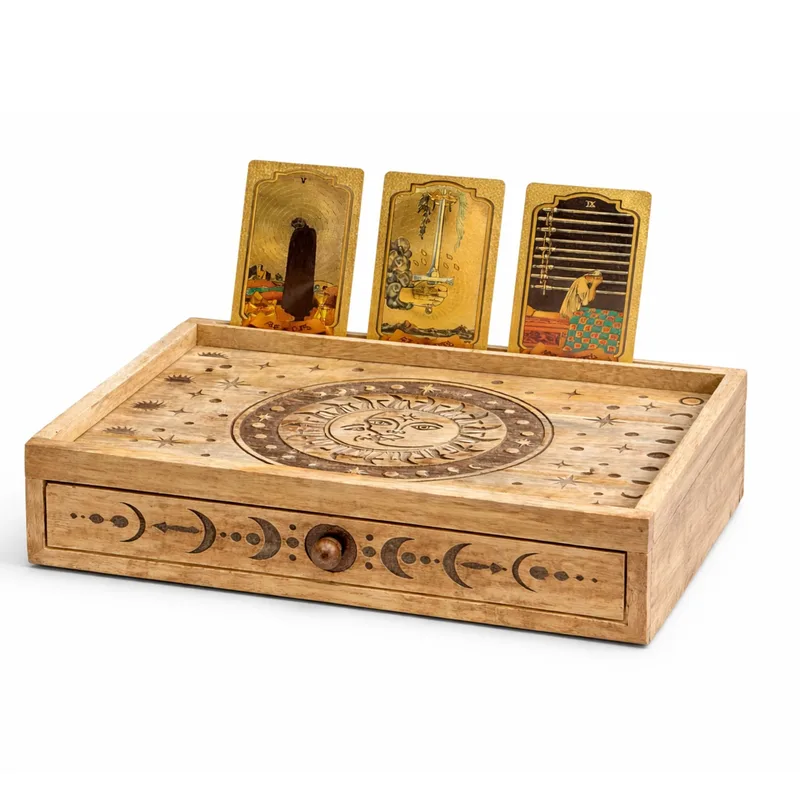 Sun Moon Carved Tarot Scatola with Drawer — foto 2