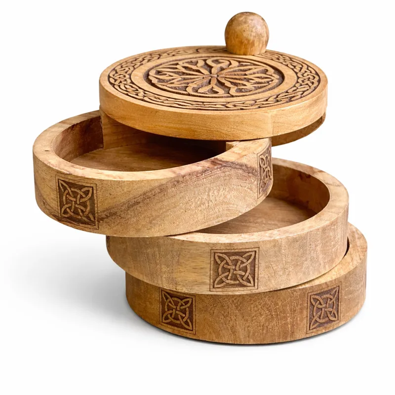 Celtic Carved 3 Tier Revolving Scatola — foto 3