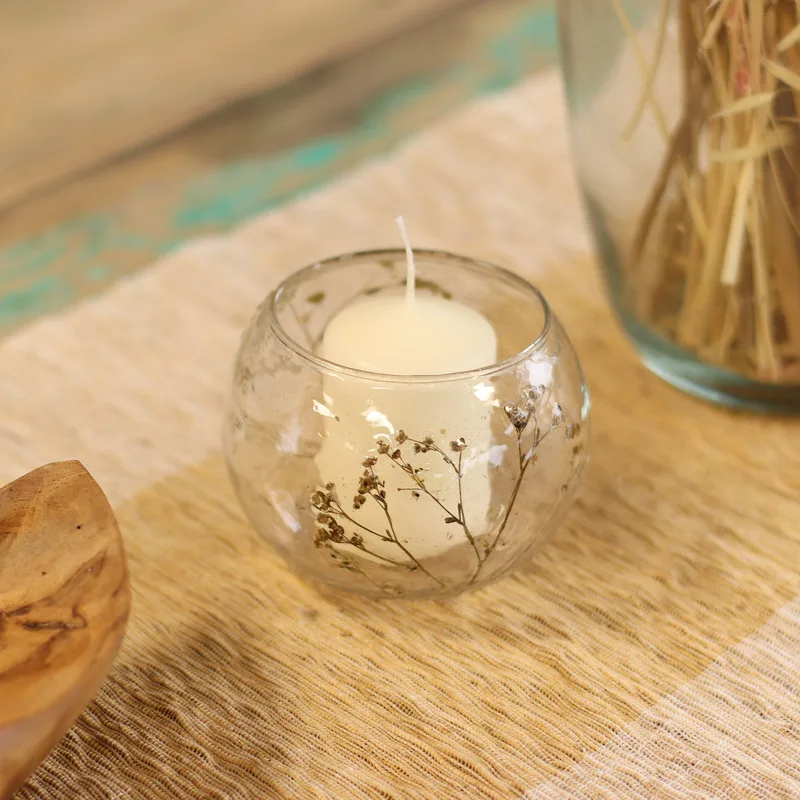 Naturale Floral Glass - Bowl Candela Porta - Margarita - (8x10cm) — foto 3