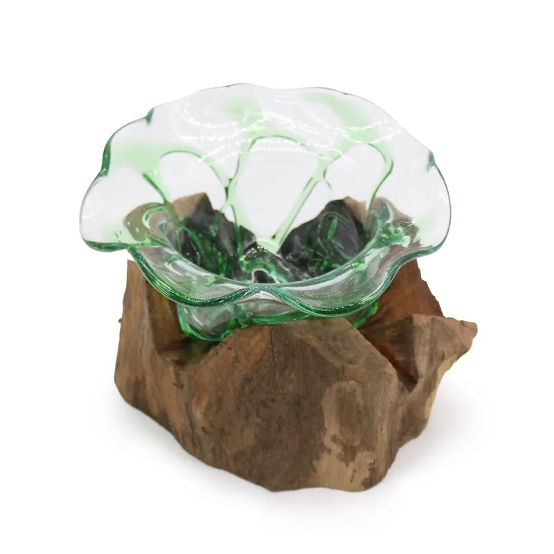 Recycled Beer Bottles Large Fancy Dolce Bowl on Legno — foto 1