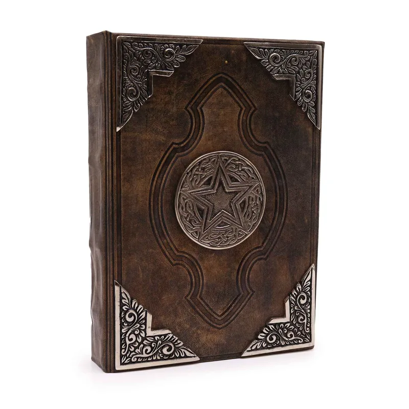 Heafty Brown Tan Book Zinc Pentagon Decor 200 Deckle Edges Pages 26x18cm