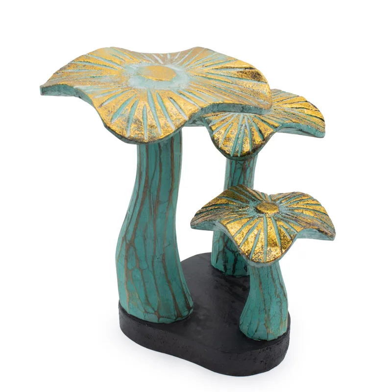 Small Golden Mushroom Art 20cm Greenwash