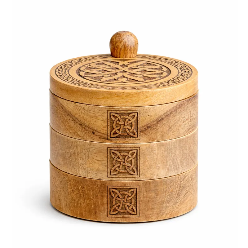 Celtic Carved 3 Tier Revolving Scatola — foto 1