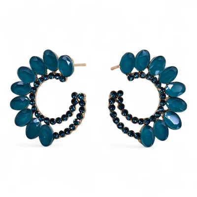 Teal Verde - Vintage Glass - Loop - Earrings
