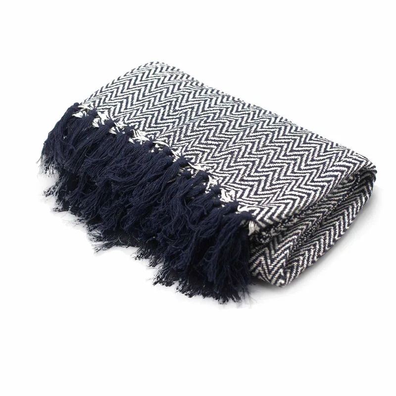 Boho Comfort Throws Navy Zigzag — foto 4