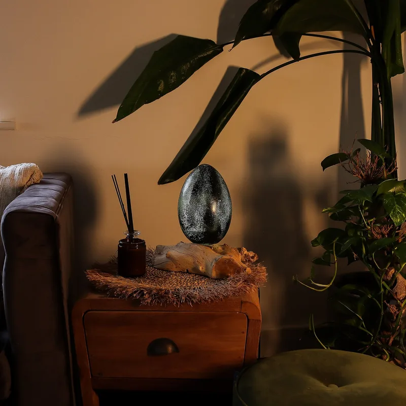 DriftGlow Lamp Crackle Lava Egg Shade Grey — foto 3