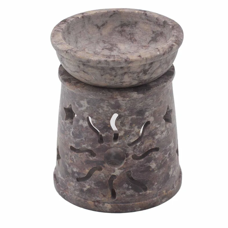 Small Soapstone Olio Bruciatore 8cm - Sun & Stars — foto 1