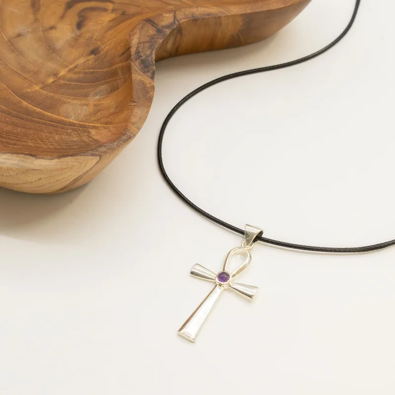 Indian Devotional Pendant Argento Plated Ankh Symbol of Eternal Life