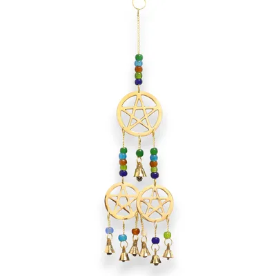 Indian Chimes Brass Tri-Pentagram 7 Bells 9.5x32cm — foto 1