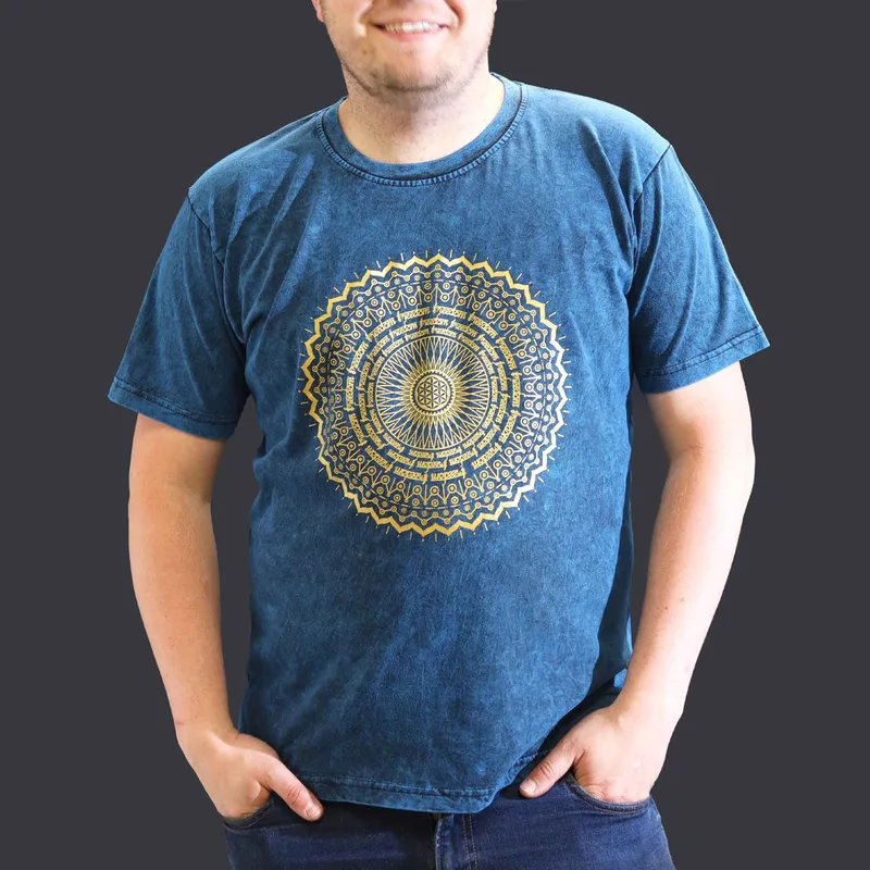Nomad Sari Stonewashed Cotton T-Shirt – Mandala – Blu – XL — foto 1