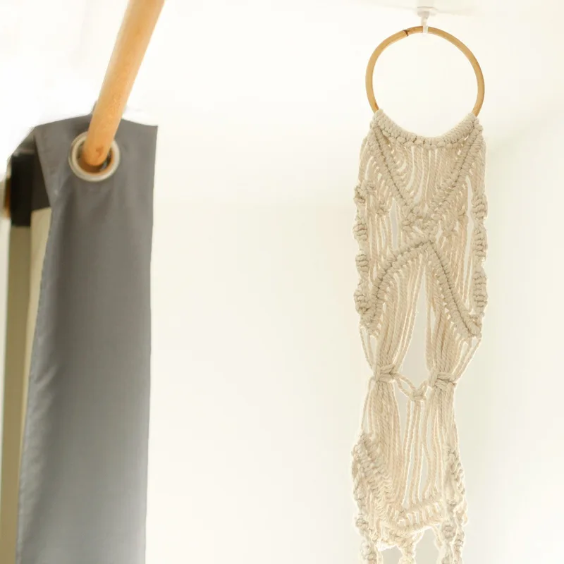 Macrame Pot Porta Long With Ratten Hoop — foto 1