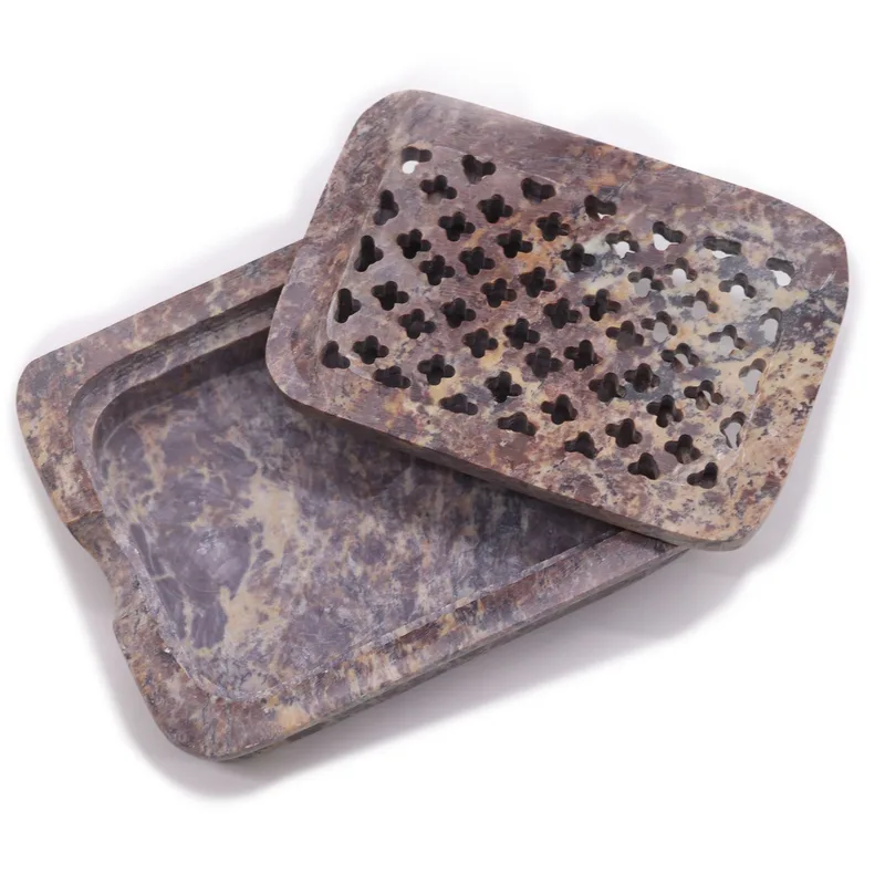 Soapstone Sapone Dish & Drainer 11x8cm- Classic Square — foto 2