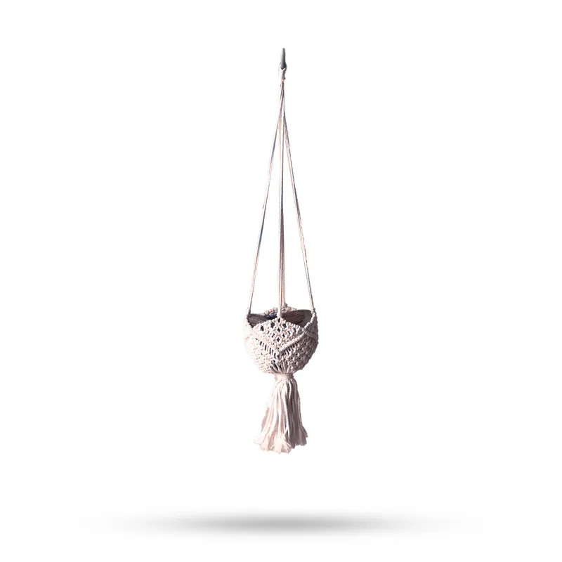 Macrame Pot Porta Decorative Beige