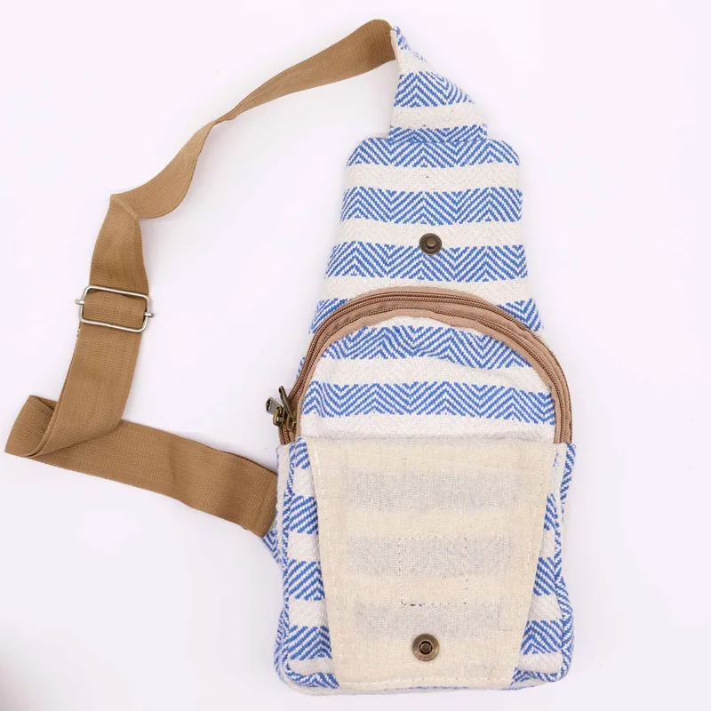 Corpo Cross Bag Naturale Cotton Blu & Bianco — foto 3