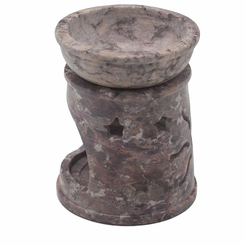Small Soapstone Olio Bruciatore 8cm - Sun & Stars