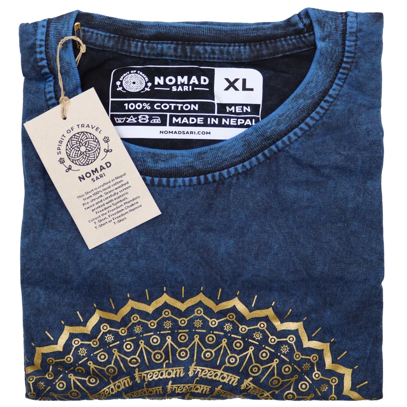 Nomad Sari Stonewashed Cotton T-Shirt – Mandala – Blu – XL — foto 2