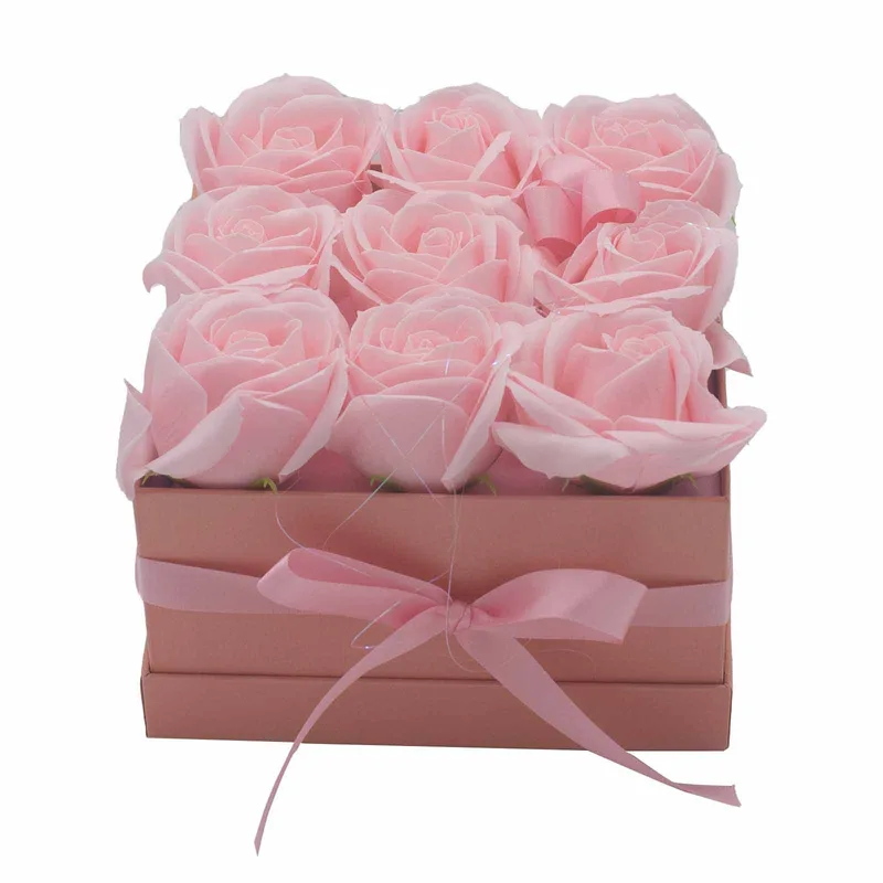 Sapone Fiore Gift Bouquet 9 Pink Roses Square — foto 6