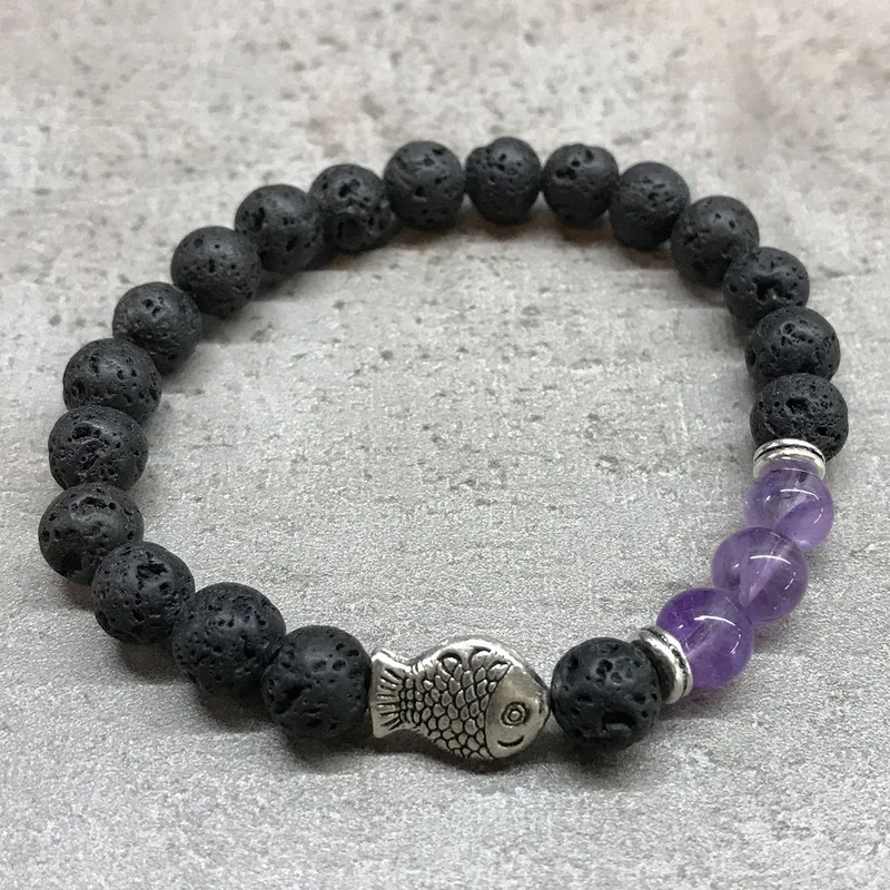 Bracciale di Pietra Vulcanizzata - Ambraggio di Pesce