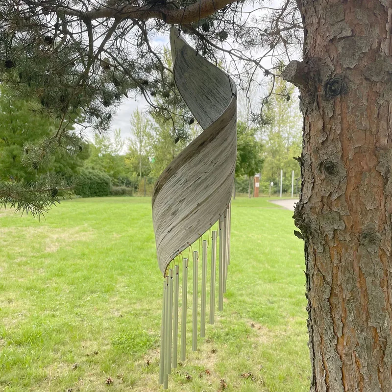 Coconut Leaf Wind Chimes Whitewash