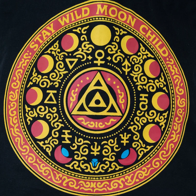 Iconic Classic Tote Bag - Luna Alchemy Wheel - Nero 6oz