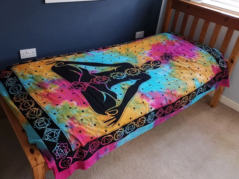 Single Cotton Bedspread + Wall Hanging Chakra Buddha 130cm x 200cm — foto 1