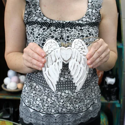 Hand Crafted Small Double Angel Wing & Heart - 15cm — foto 1