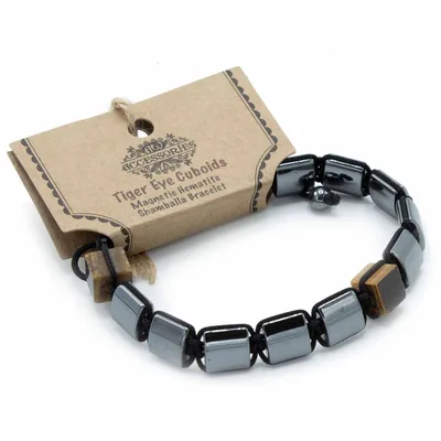 Bracciale Shamballa in Magnetite e Hematite - Cubi di Occhio di Tigre — foto 1