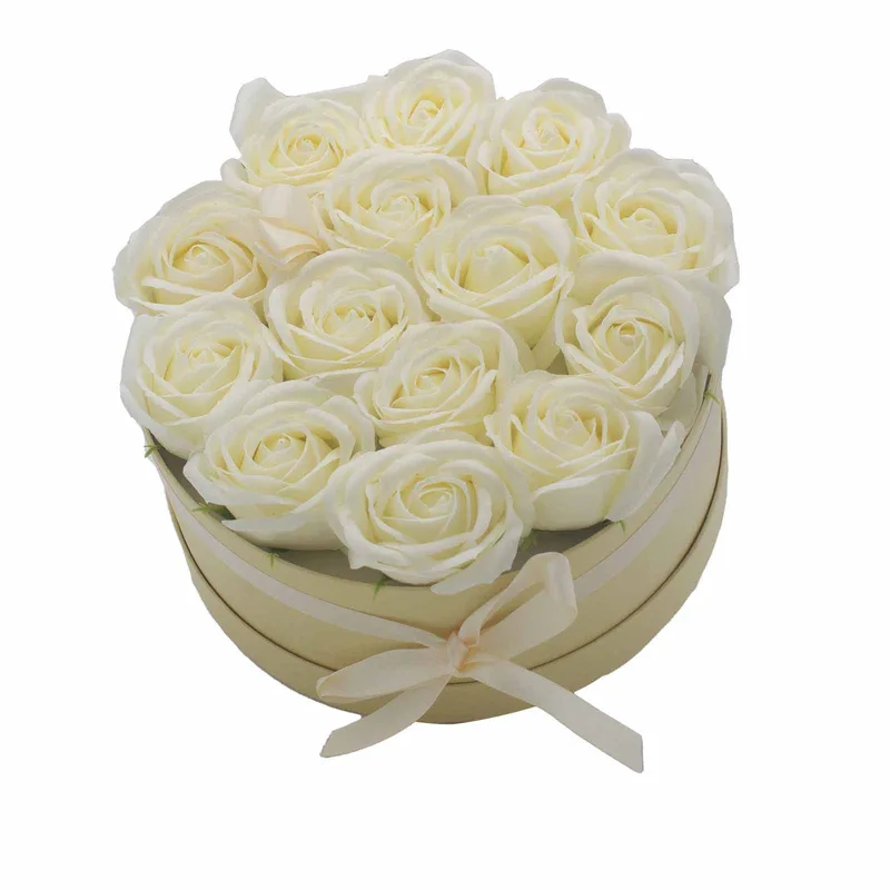 Sapone Fiore Gift Bouquet 14 Crema Roses Round — foto 2