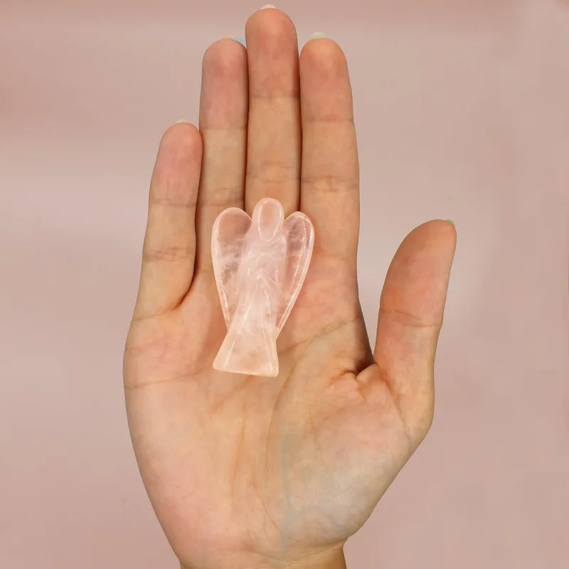Hand Carved Gemstone Angel - Rosa Quartz — foto 2