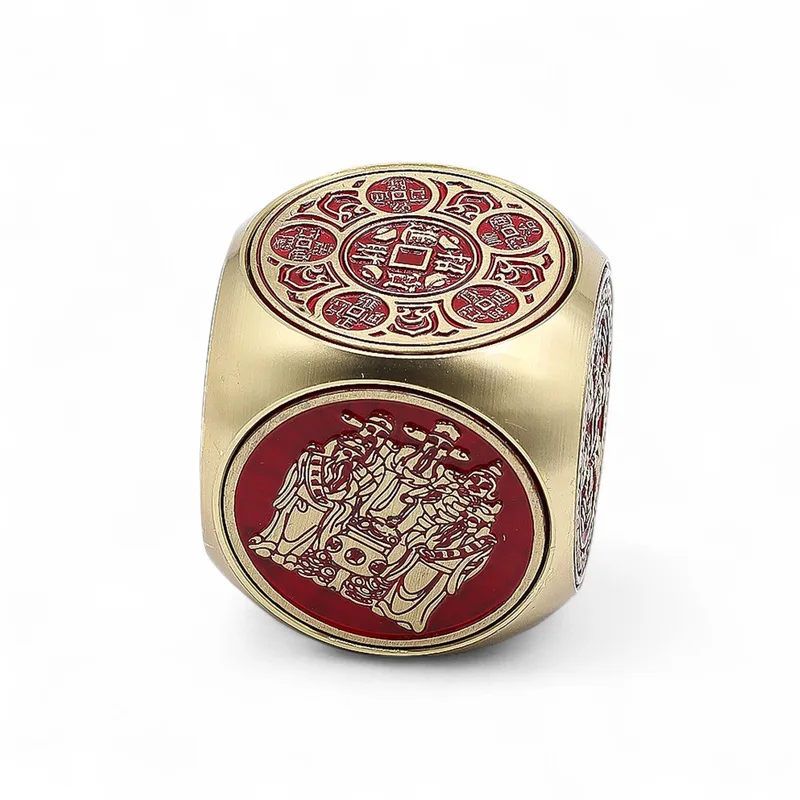 Feng Shui Fortune Red & Brass Prosperity Cube Flat — foto 1