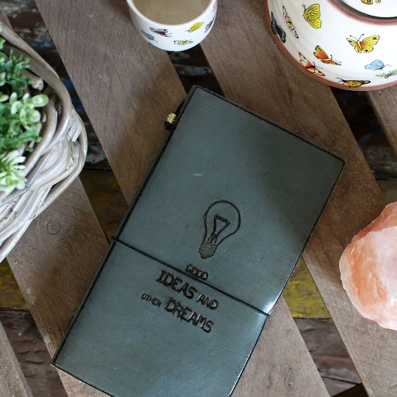 Fatto a mano Leather Journal Good Ideas and Other Dreams Grey — foto 1