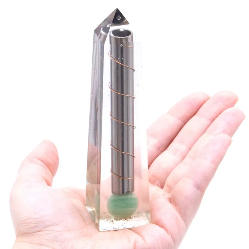 Orgonite Obelisk Power Point Verde Aventurine 110x30 mm — foto 1