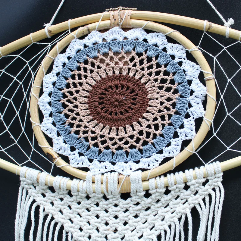 Protection Dream Cather Lrg Macrame Eye White/ Gey/Brown — foto 4