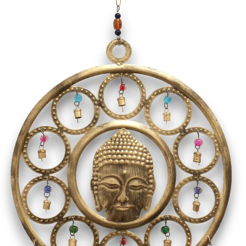 Indian Chimes - Lrg Buddha Face 15 Bell Chimes - 36cm — foto 3