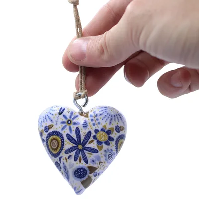 Large Decor Legno Hearts - Blu Floral — foto 3