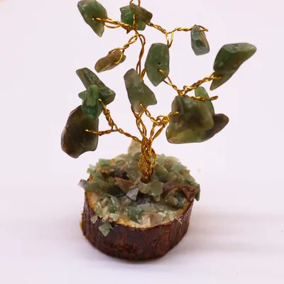 Mini Gemstone Trees On Legno Base - Verde Aventurine (15 stones) — foto 1