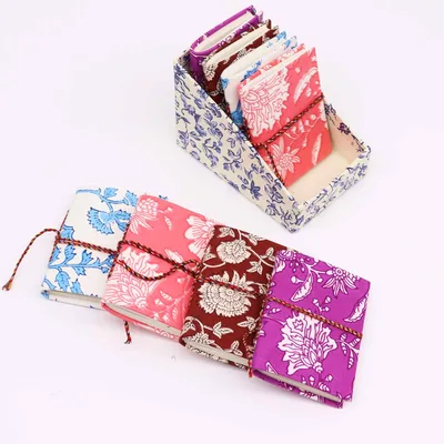 Quaderno in cotone con stampa floreale – 7x10 cm – Fuchsia Antico — foto 2