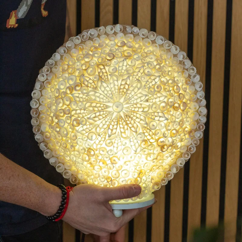 Boho Sea Shell Lamp Cut Art Shell Large Round 30cm — foto 6