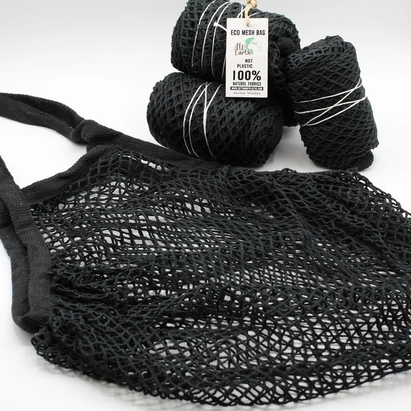 Borsa in rete di cotone puro - Nera — foto 2