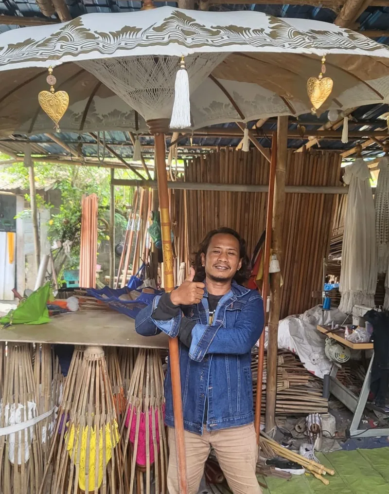 Bali Patio Parasol Cotton Turquoise Decor 2m — foto 3