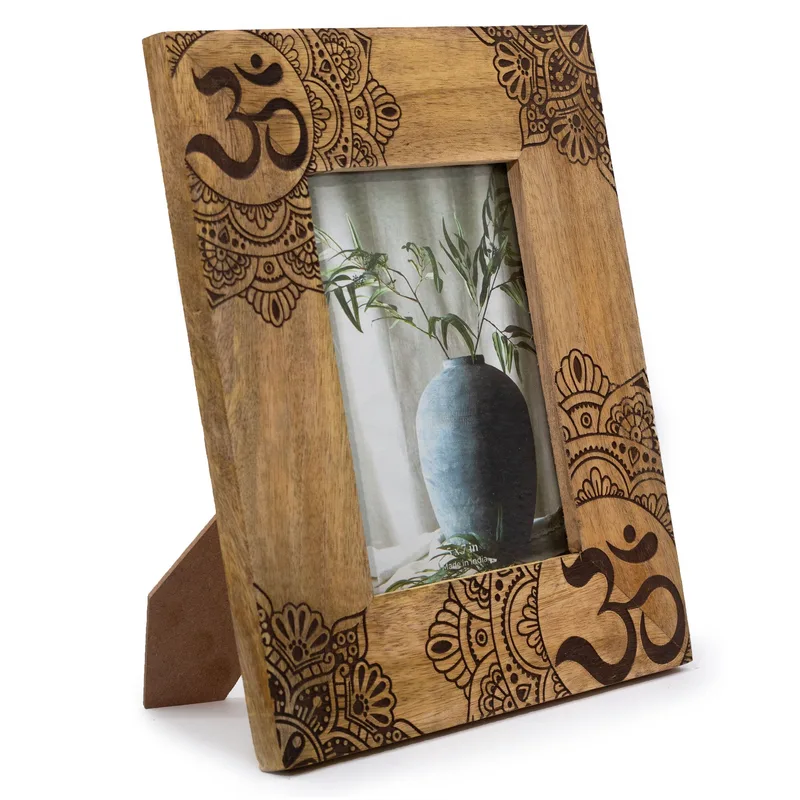 Lrg Mango Legno Picture Frame 28x23x2cm Mandala Nero