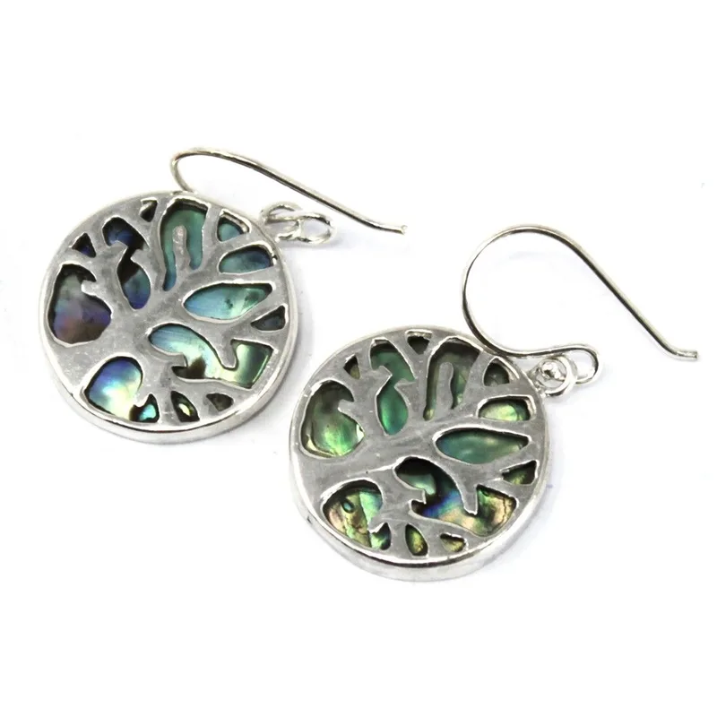 Albero of Life Argento Earrings 15mm Abalone