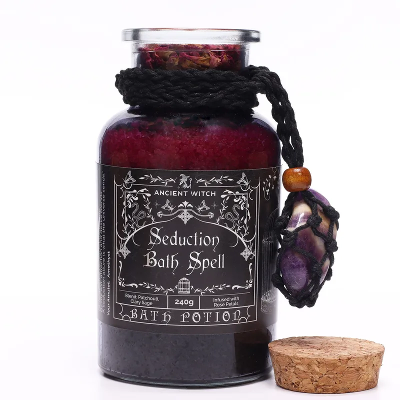 Ancient Witch Bagno Spell Potion & Amethyst Crystal Amulet Seduction — foto 2