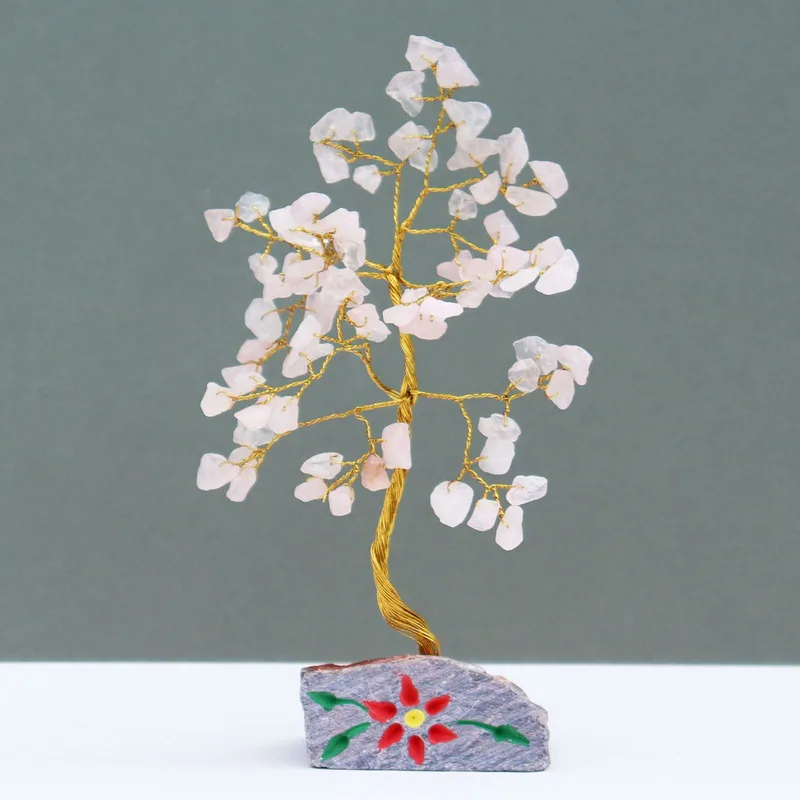 Rosa Quartz Gemstone Albero - 80 Stones