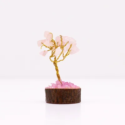Mini Gemstone Trees On Legno Base - Rosa Quartz (15 stones) — foto 2