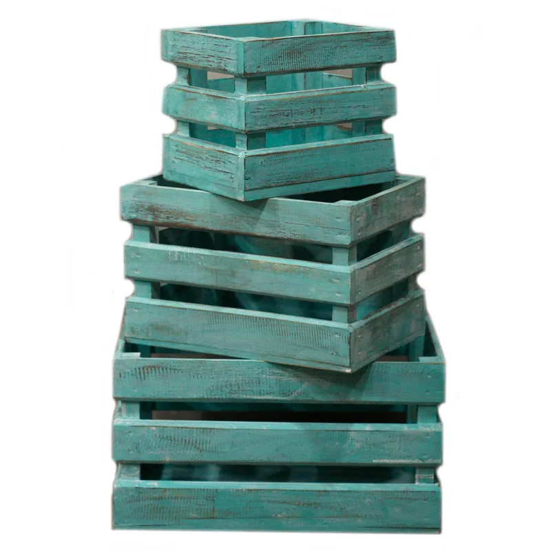 Set of 3 Storage/Display Boxes Greenwash