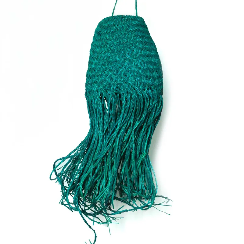 Teal Braided in Doum Suspension Lamp Shade 20x15cm